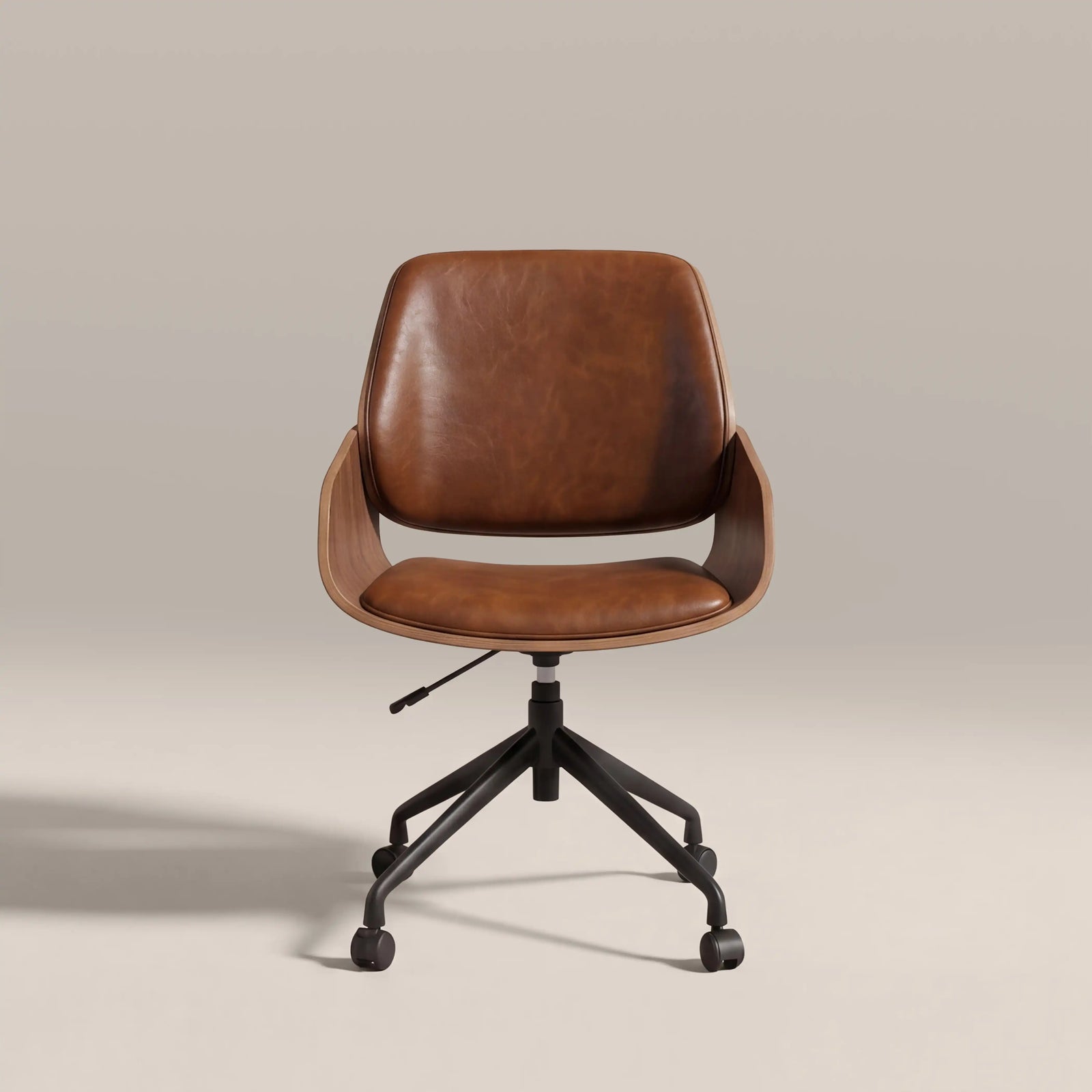 Franklin Office Chair | Vintage Tan Faux Leather & Walnut