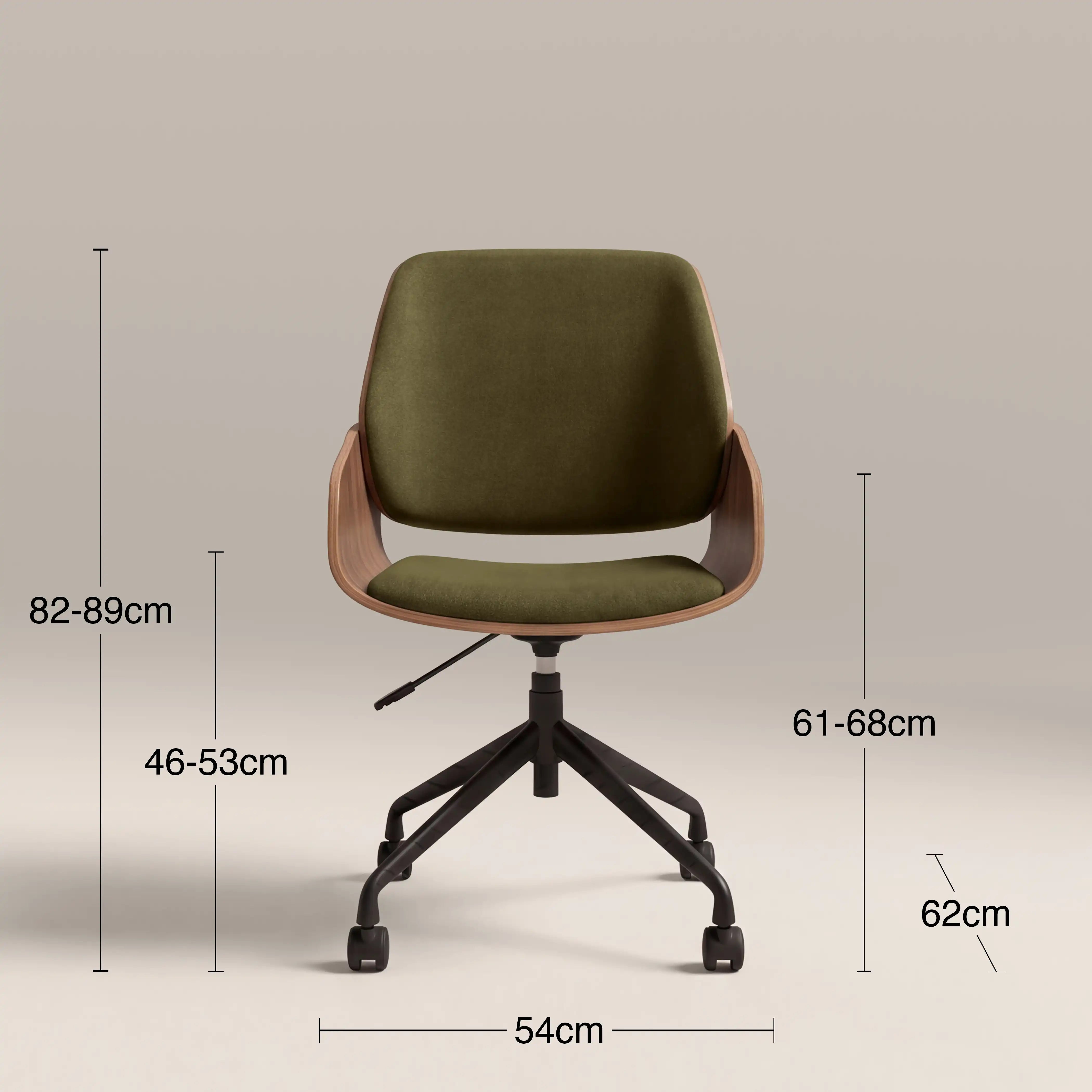 Franklin Office Chair, Moss Green Sustainable Mohair Velvet