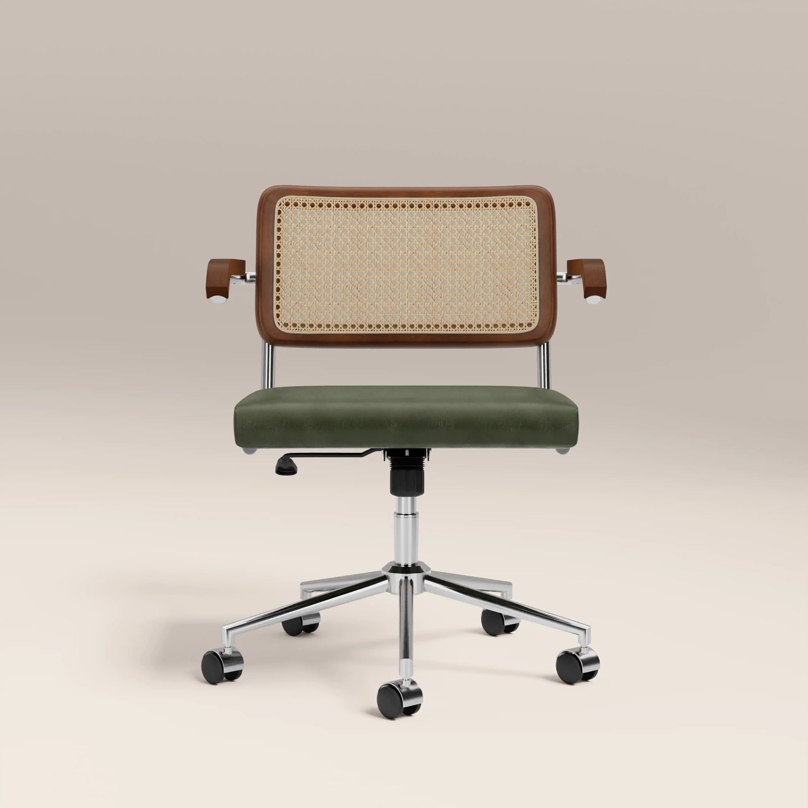 Kenton Office Chair | Vintage Green Faux Leather & Chrome