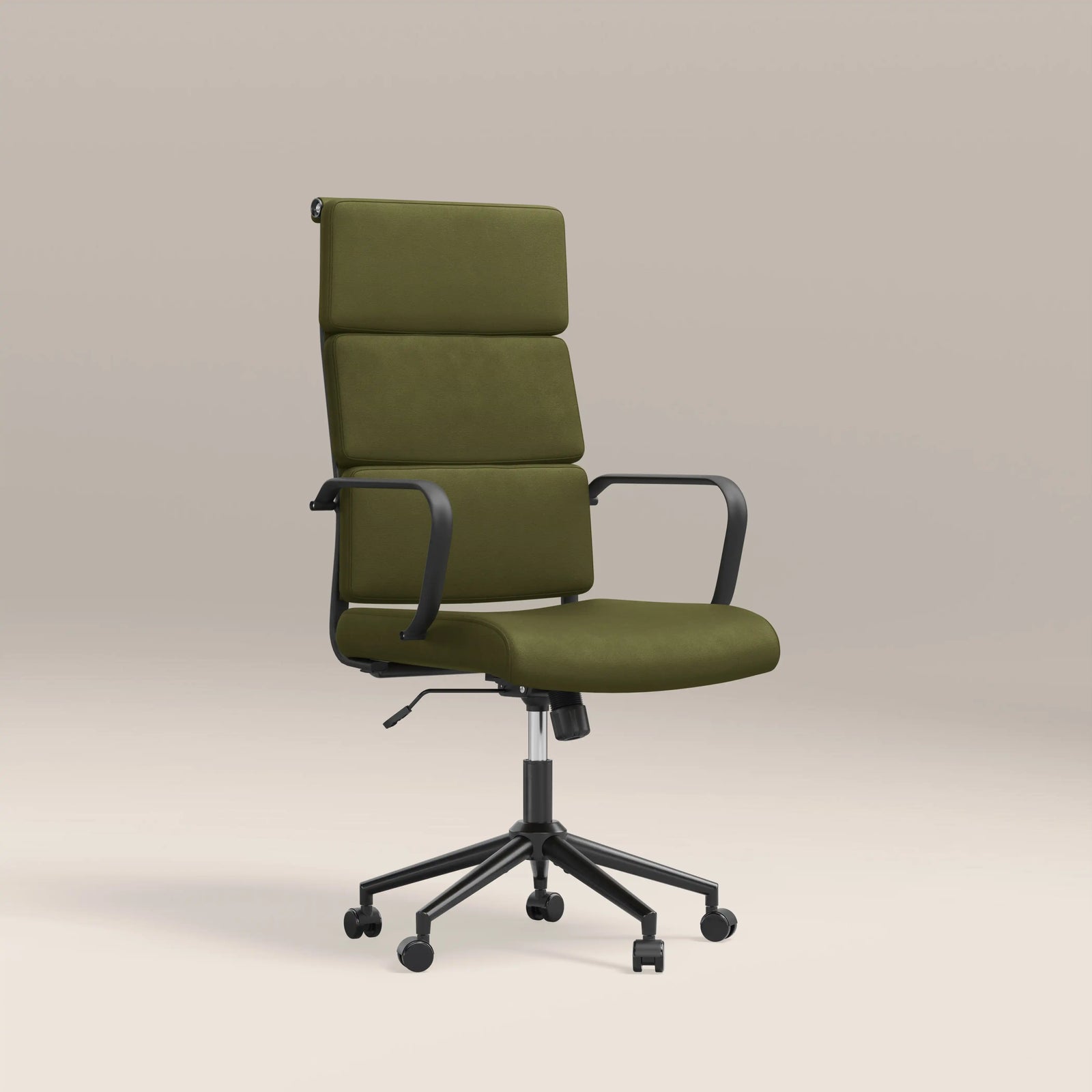 Mae High Back Office Chair | Olive Green Sustainable Velvet & Black