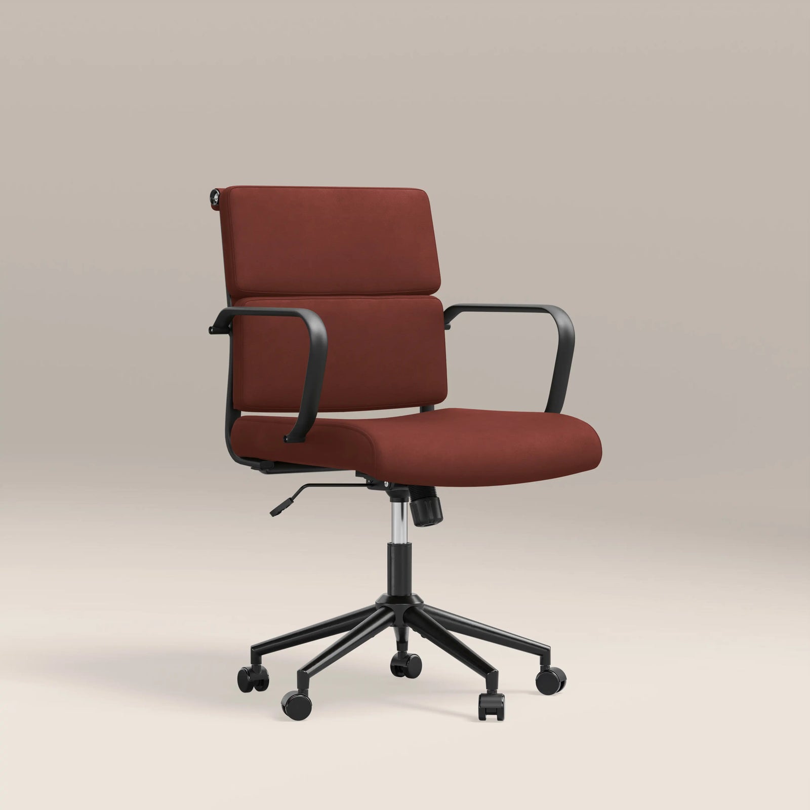 Mae Office Chair | Rust Red Sustainable Velvet & Black