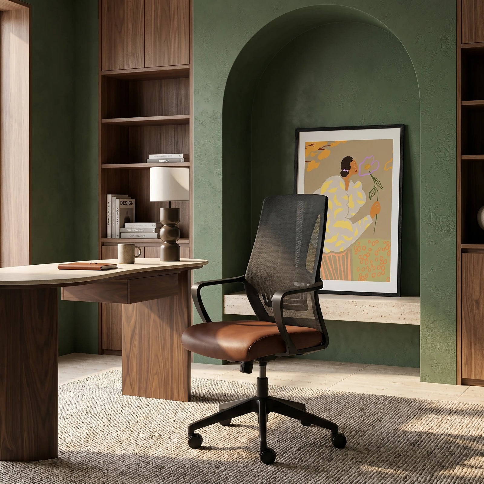 Moda Office Chair | Vintage Tan Faux Leather & Black