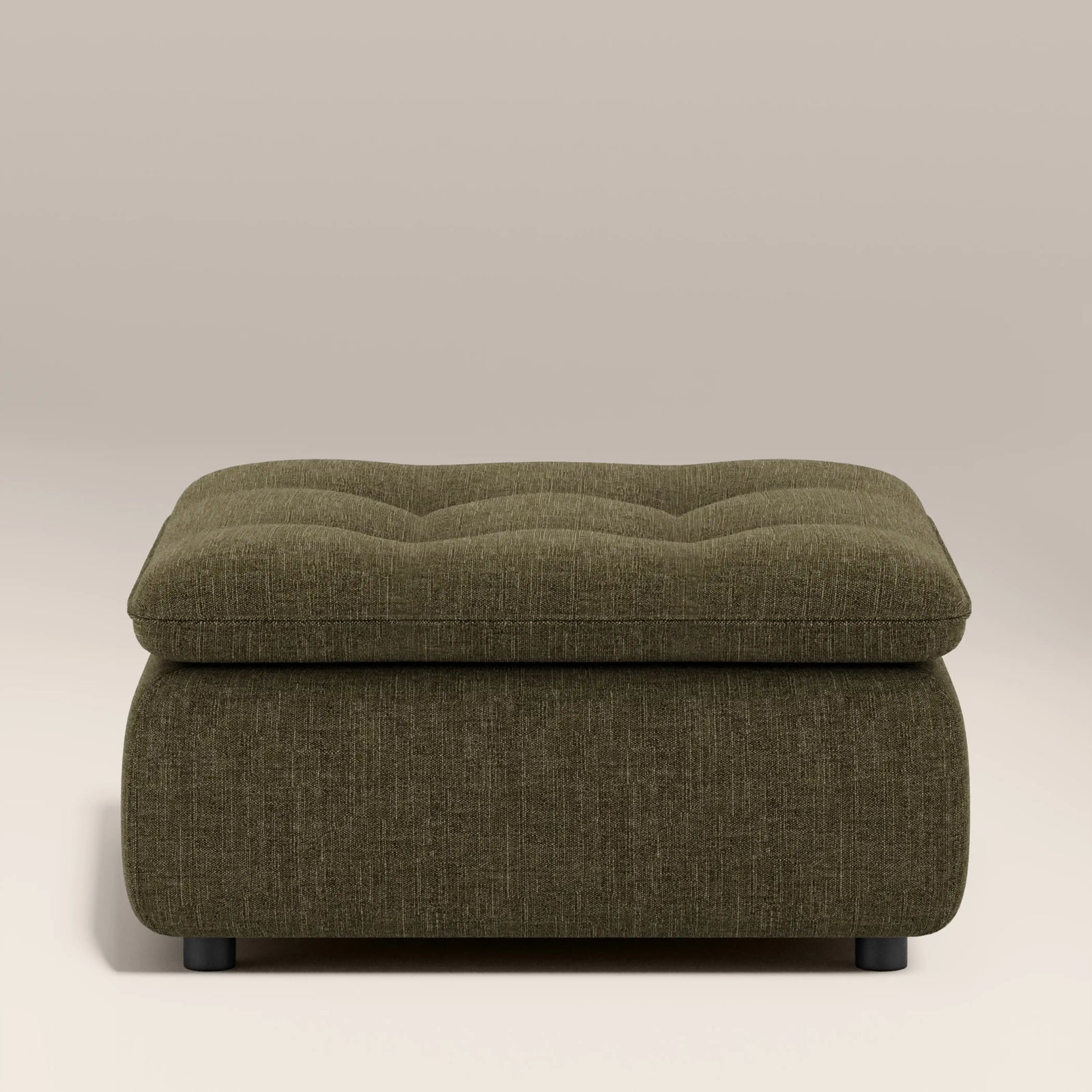 Bamba Ottoman | Olive Green Velvet Chenille
