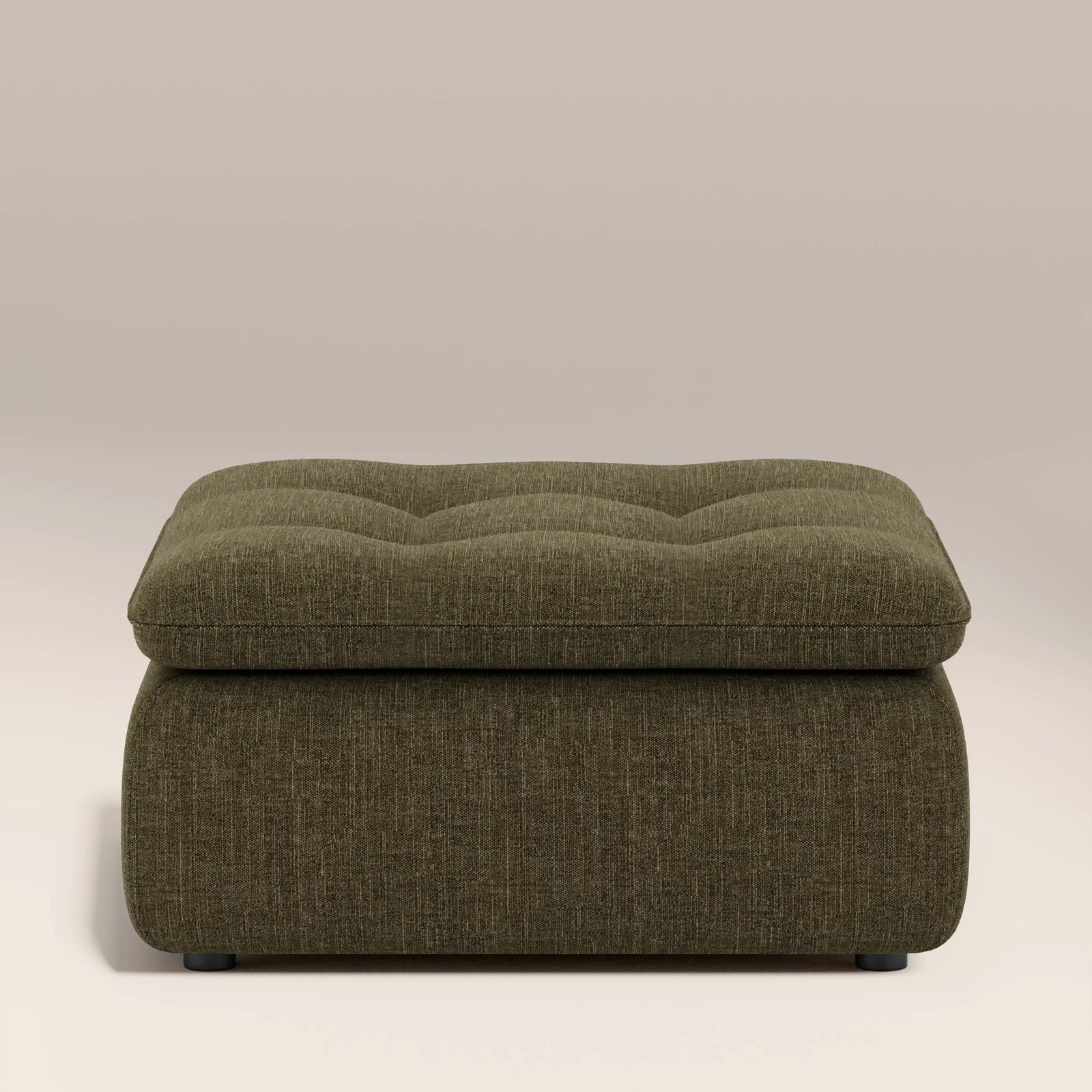 Bamba Ottoman | Olive Green Velvet Chenille