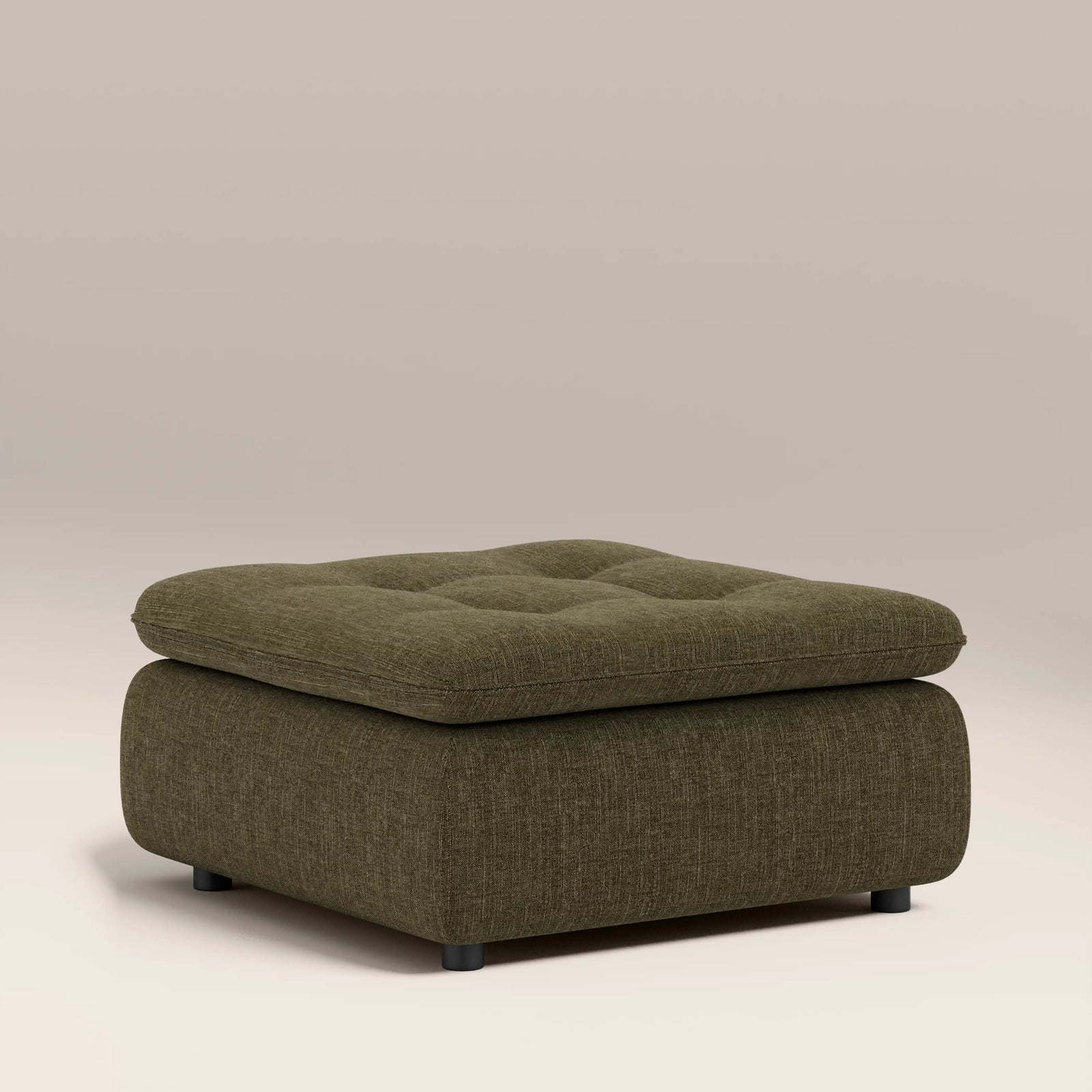 Bamba Ottoman | Olive Green Velvet Chenille