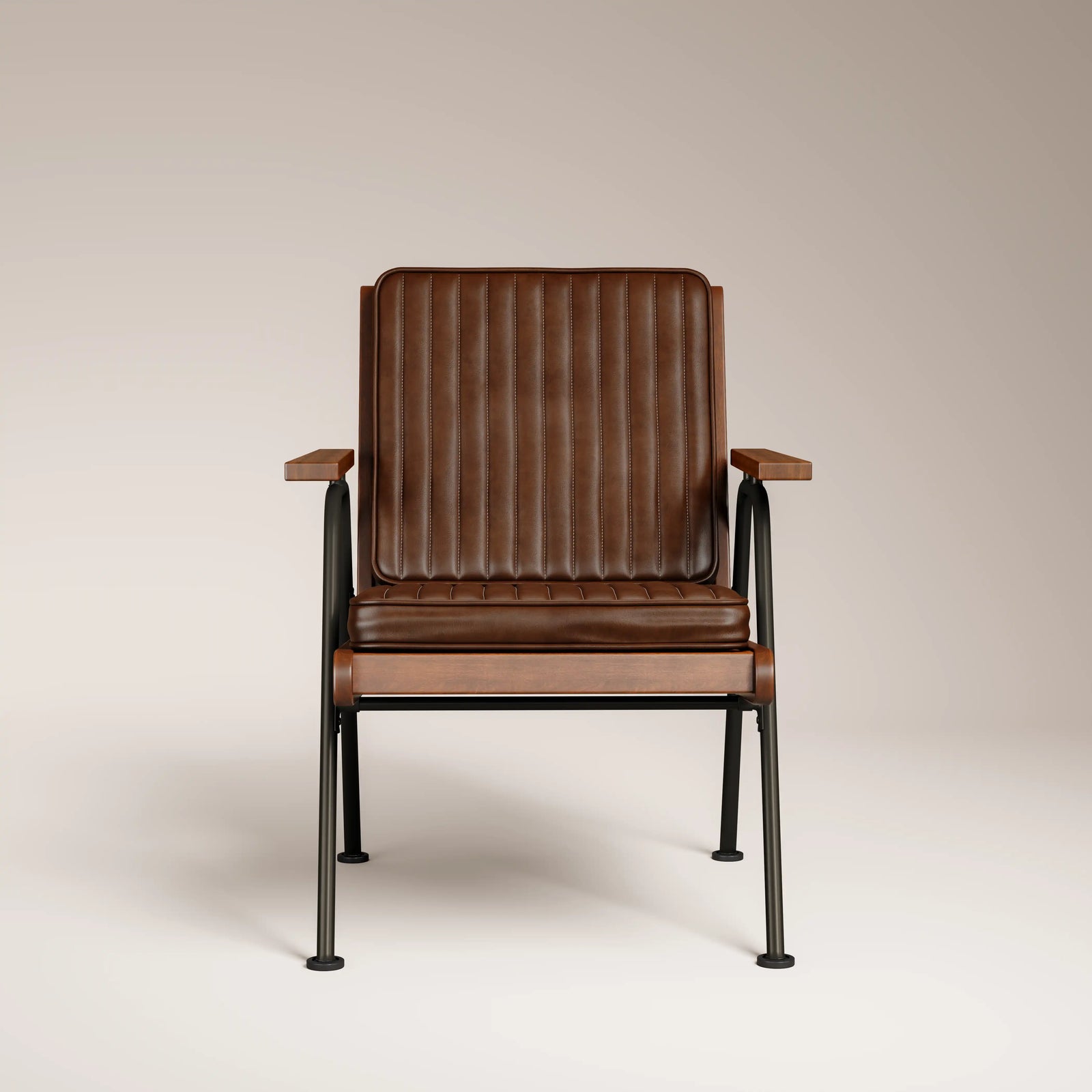 Wickham Armchair | Brown Faux Leather & Black