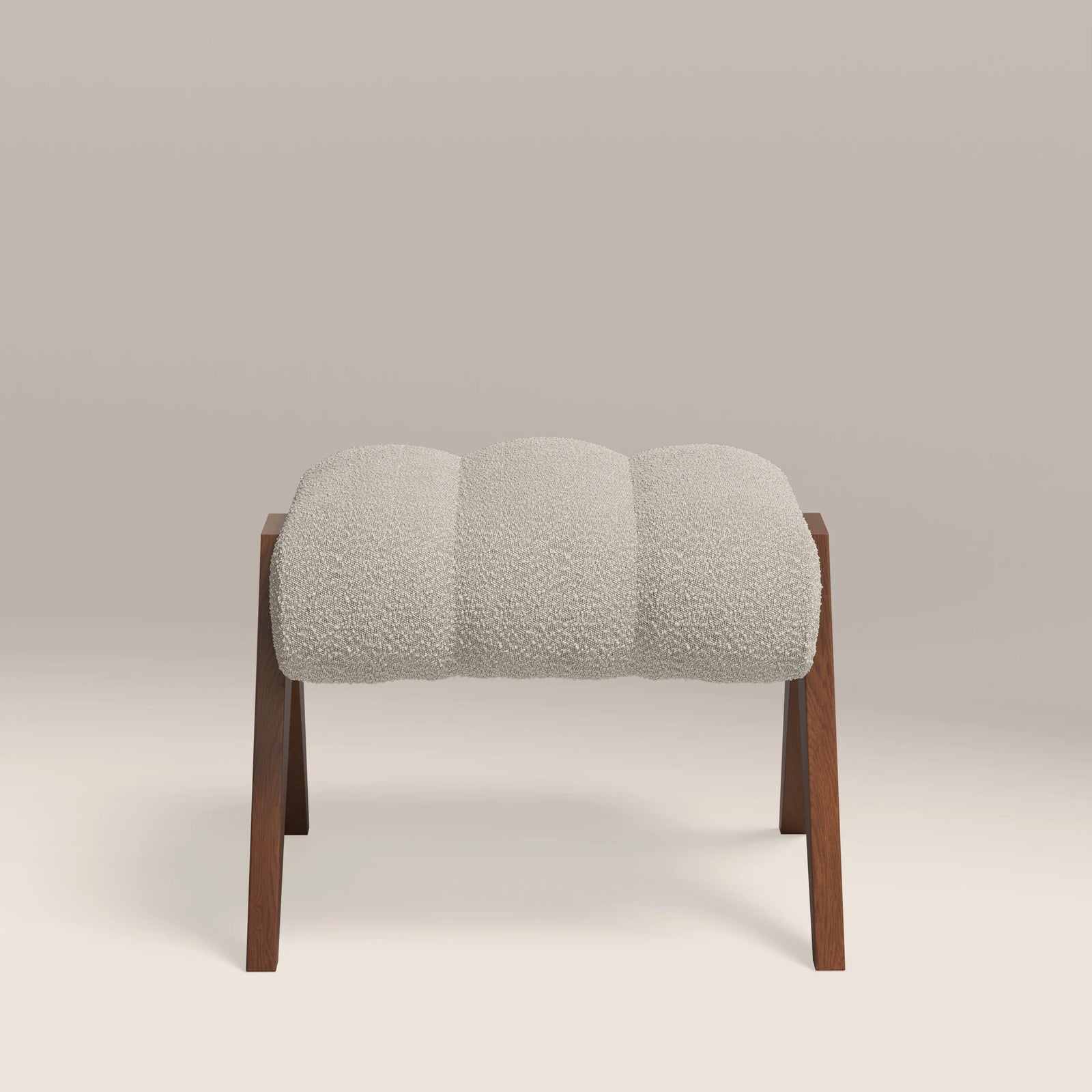 Paulo Footstool | Speckled Stone Sustainable Boucle & Walnut