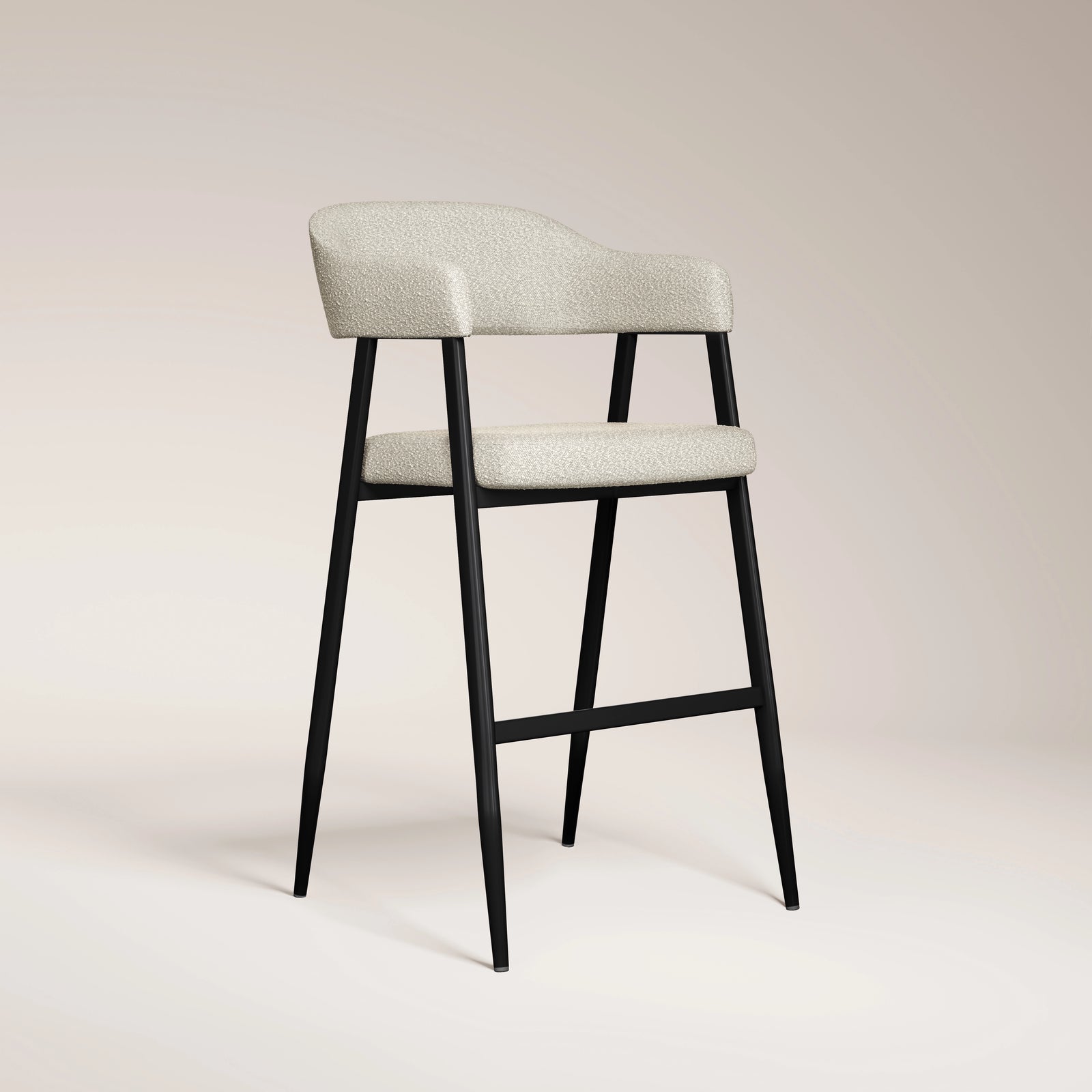 Presley Kitchen Stool | Speckled Stone Sustainable Boucle & Black