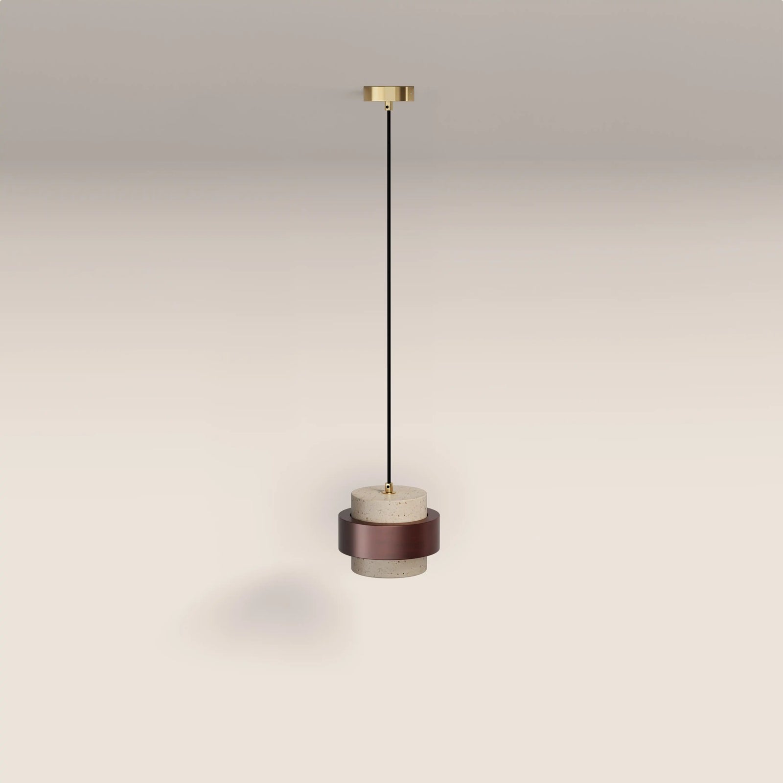 Quinn Ceiling Light | Natural Travertine & Walnut