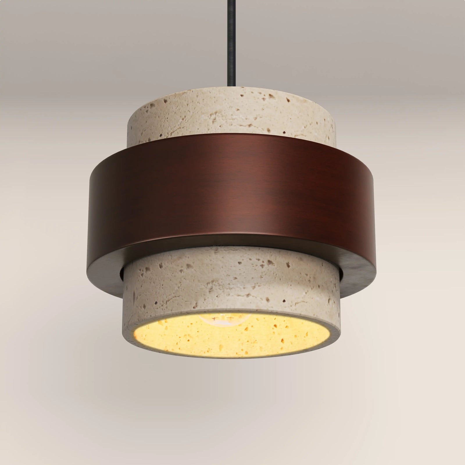 Quinn Ceiling Light | Natural Travertine & Walnut