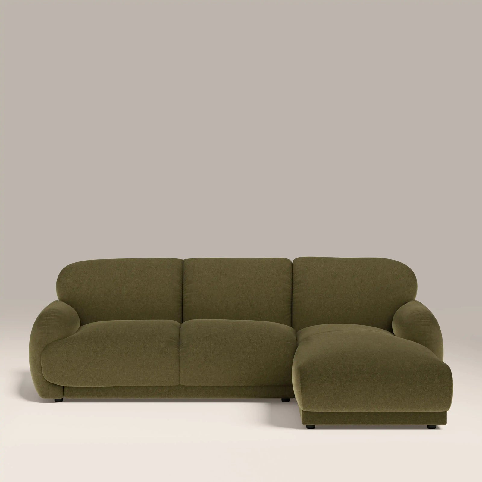 Cloud Right Hand Chaise Sofa | Moss Green Sustainable Mohair Velvet