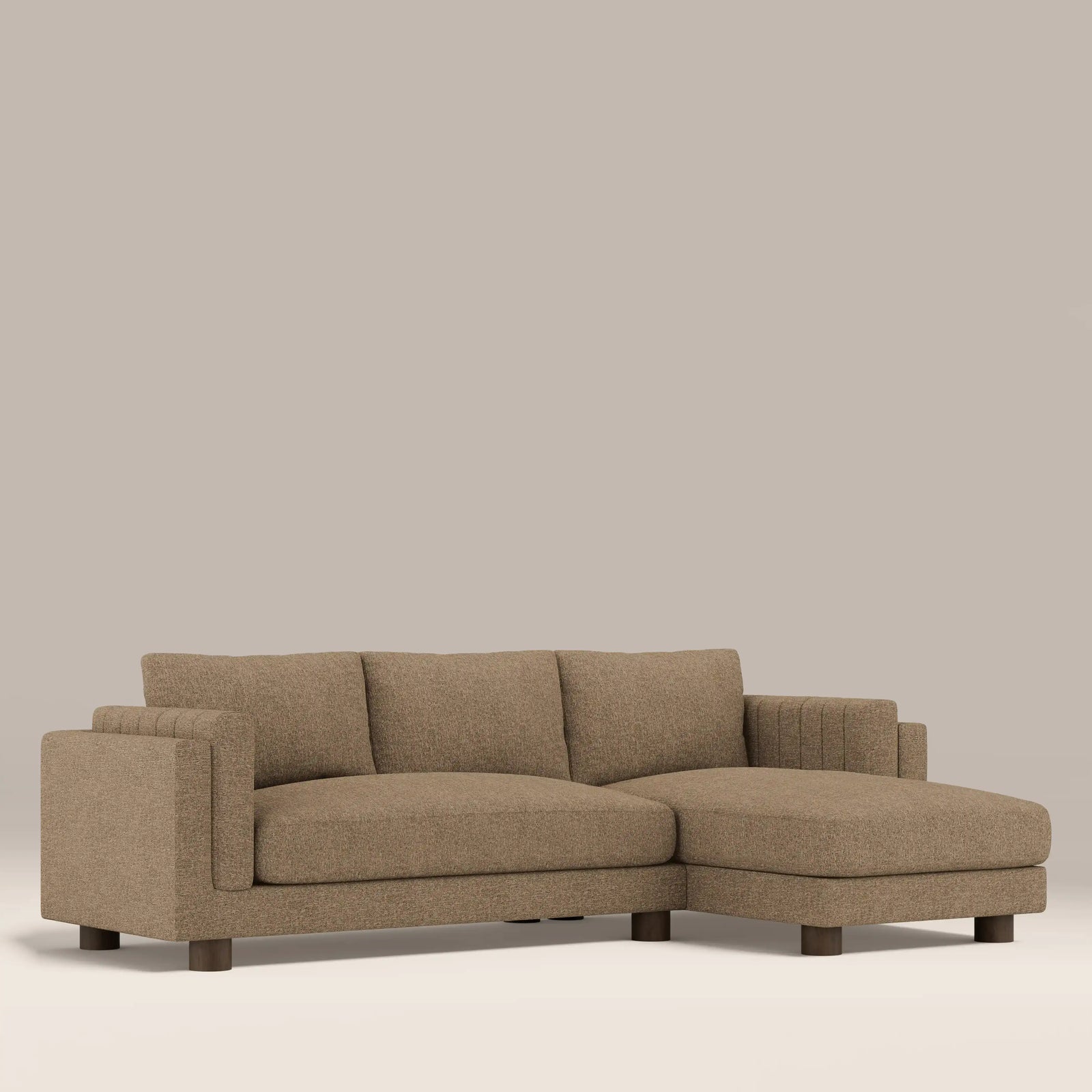 Halton Right Hand Chaise Sofa | Speckled Cappuccino Boucle