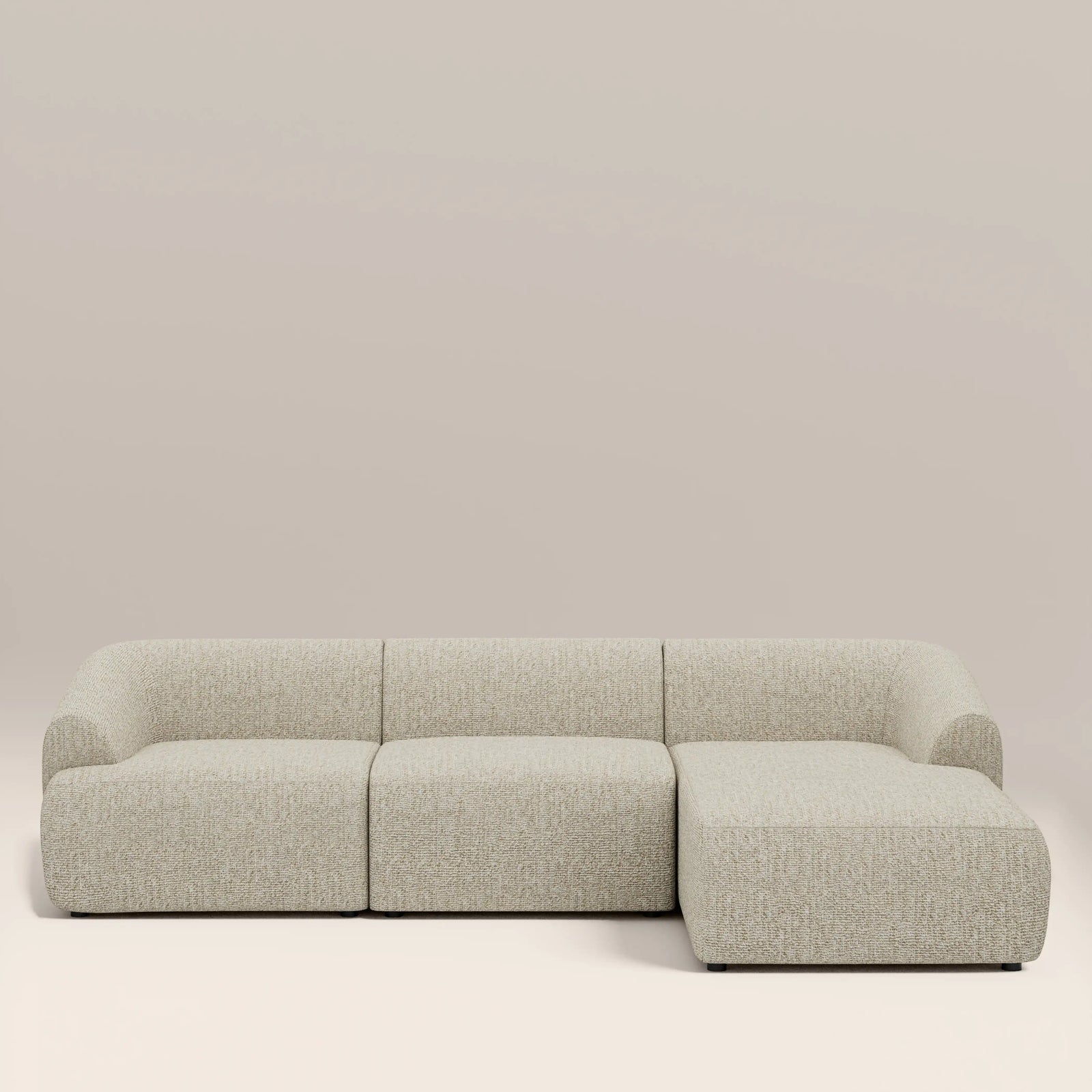 Malmo Right Hand 3 Seater Chaise Sofa | Oatmeal Woven Boucle