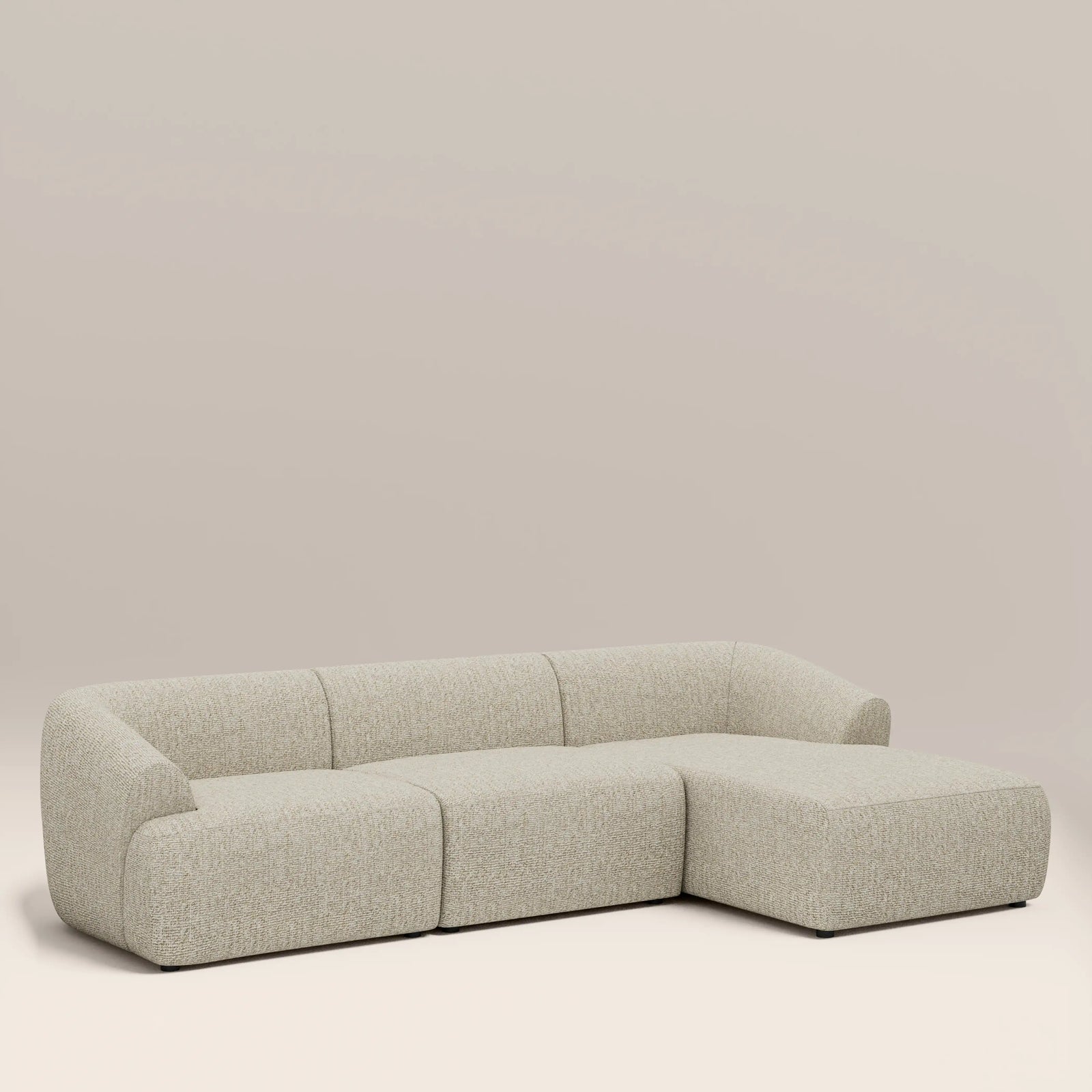Malmo Right Hand 3 Seater Chaise Sofa | Oatmeal Woven Boucle