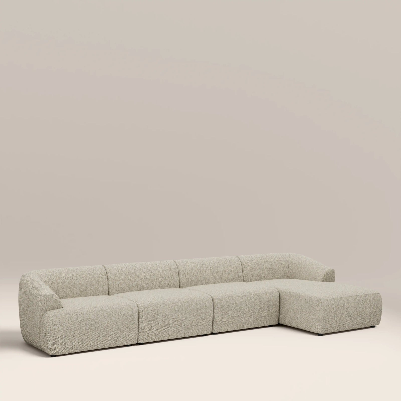 Malmo Right Hand 4 Seater Chaise Sofa | Oatmeal Woven Boucle
