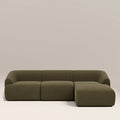 Malmo Right Hand 3 Seater Chaise Sofa | Olive Green Velvet Chenille