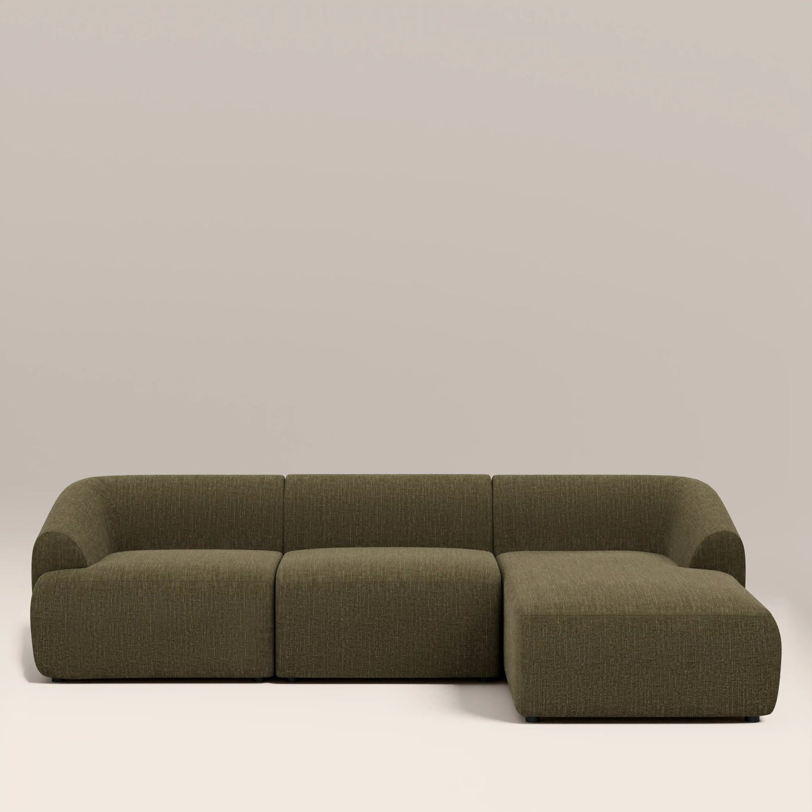 Malmo Right Hand 3 Seater Chaise Sofa | Olive Green Velvet Chenille