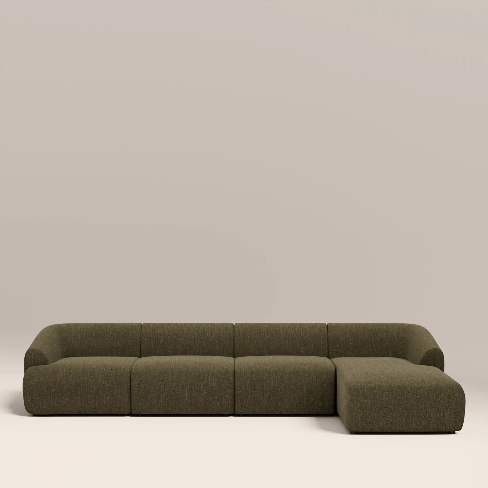 Malmo Right Hand 4 Seater Chaise Sofa | Olive Green Velvet Chenille