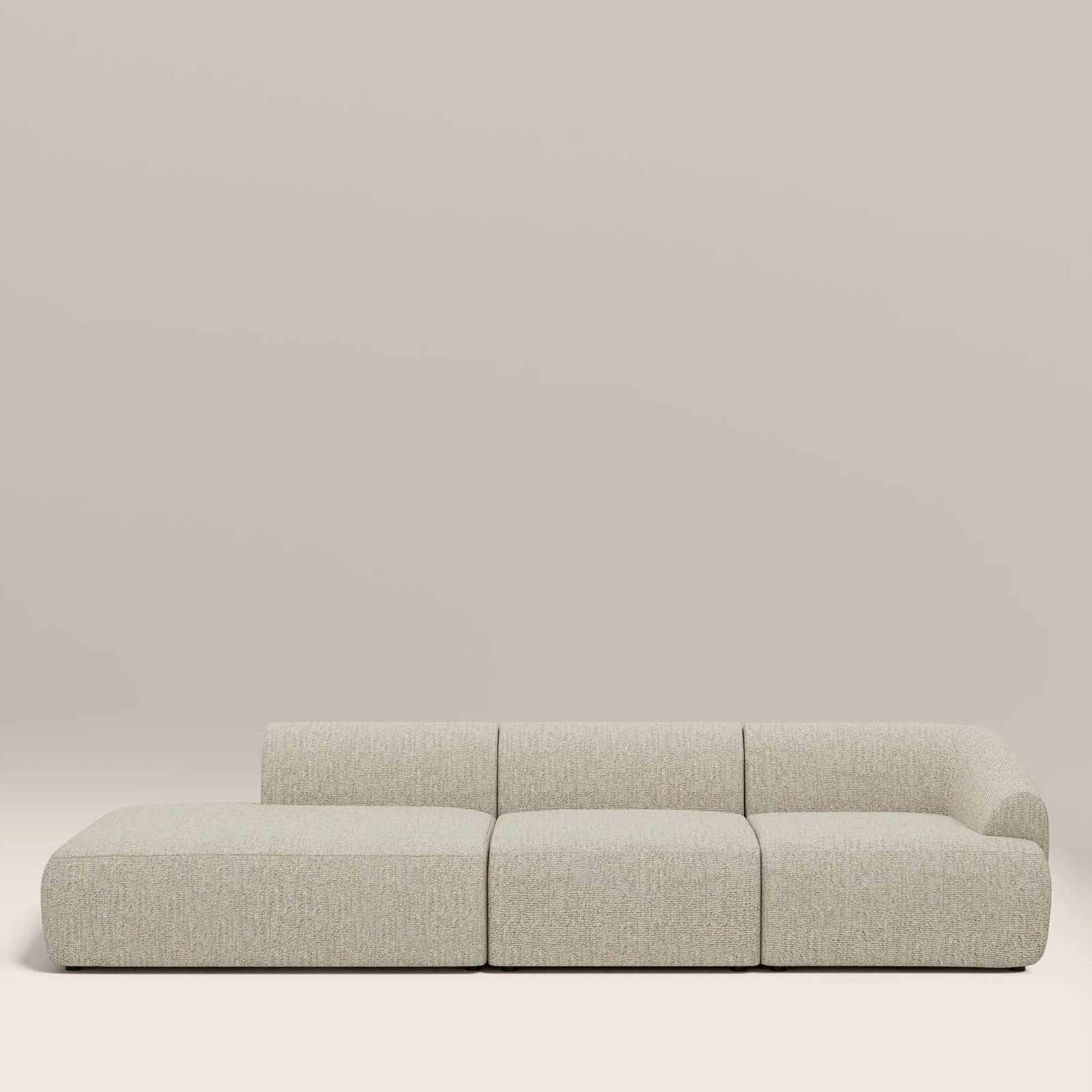 Malmo Right Hand 3 Seater Divan Sofa | Oatmeal Woven Boucle