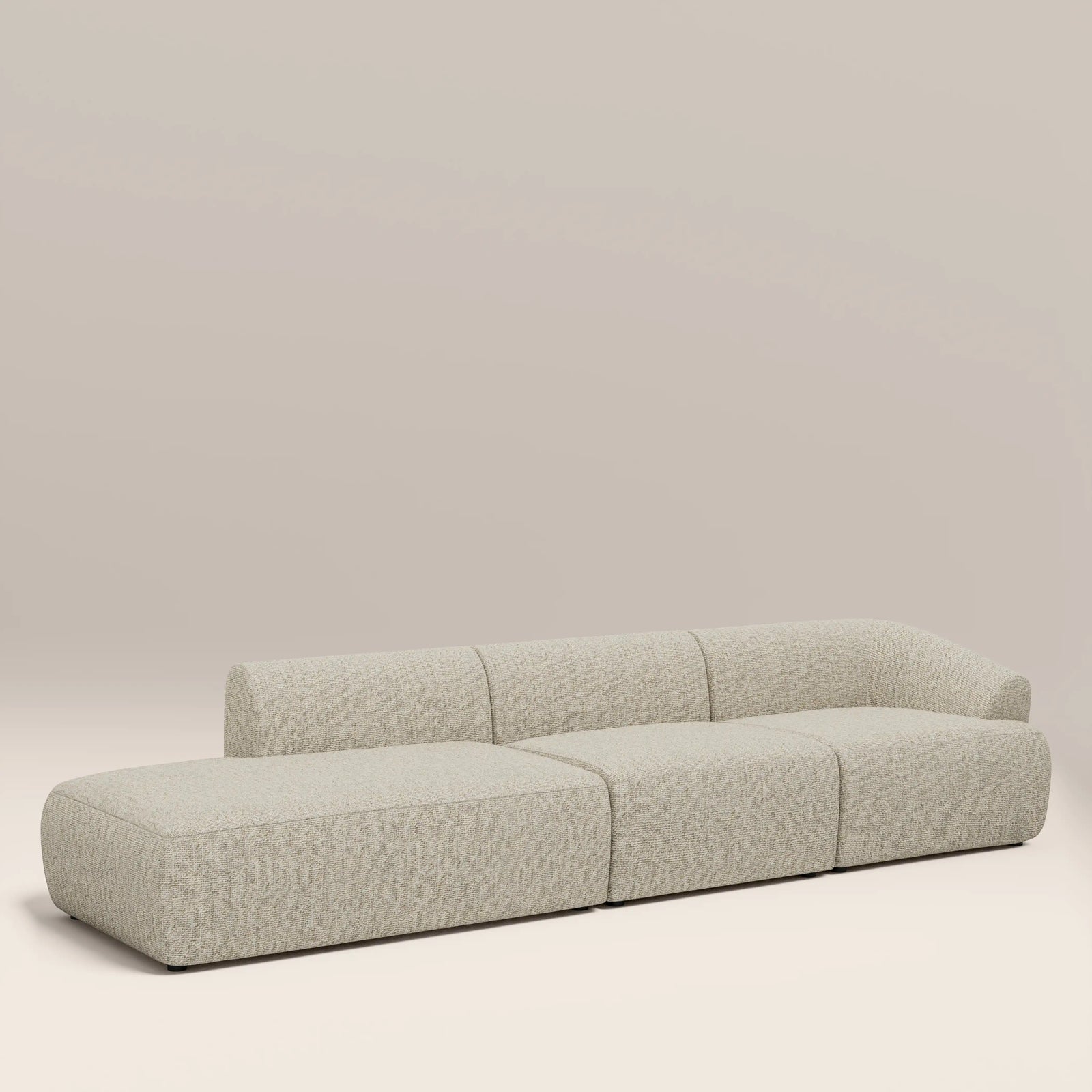Malmo Right Hand 3 Seater Divan Sofa | Oatmeal Woven Boucle