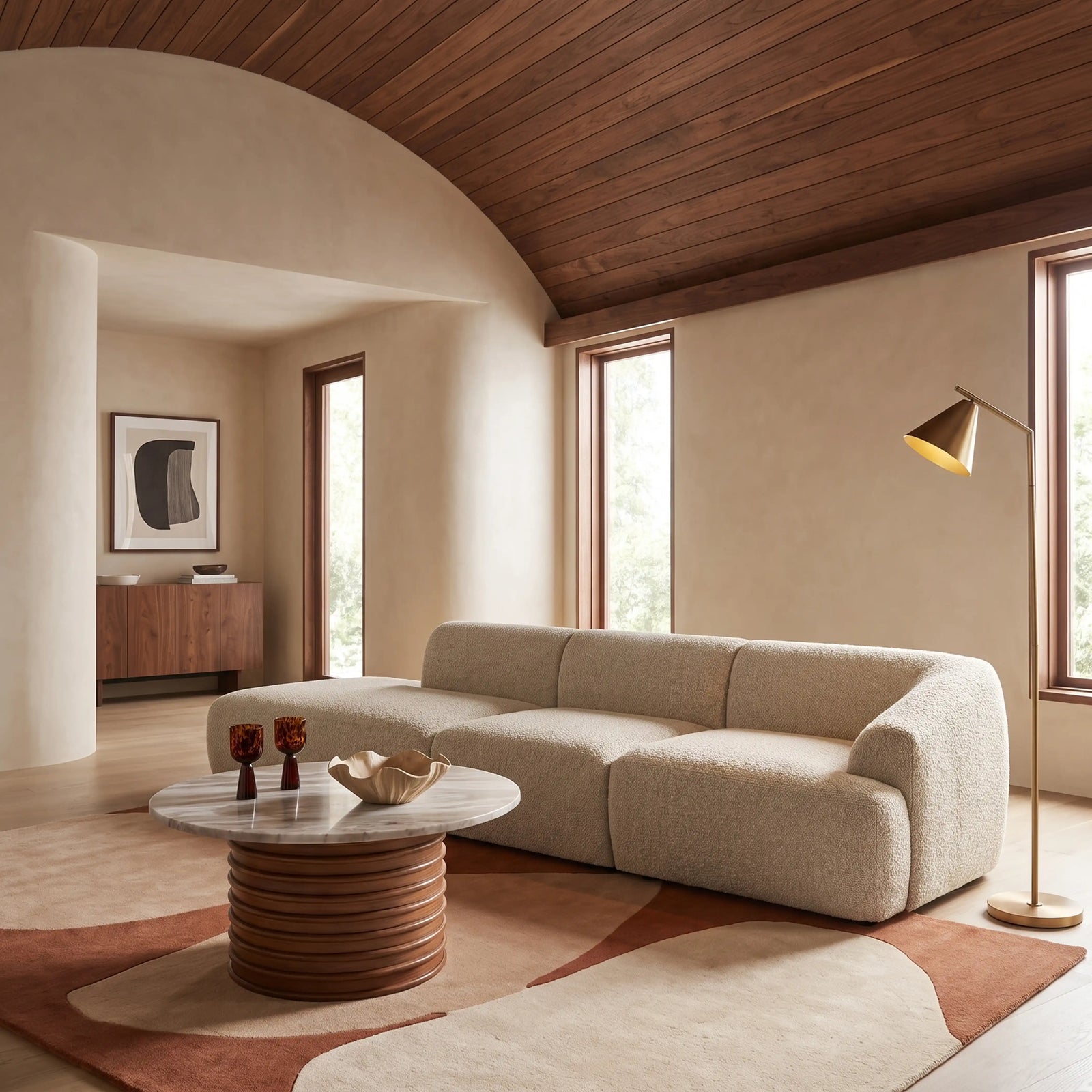 Malmo Left Divan Module Section | Oatmeal Woven Boucle