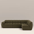 Bamba Right Hand Armless 3 Seater Corner Sofa | Olive Green Velvet Chenille