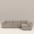 Bamba Right Hand Armless 3 Seater Corner Sofa | Pebble Grey Velvet Chenille