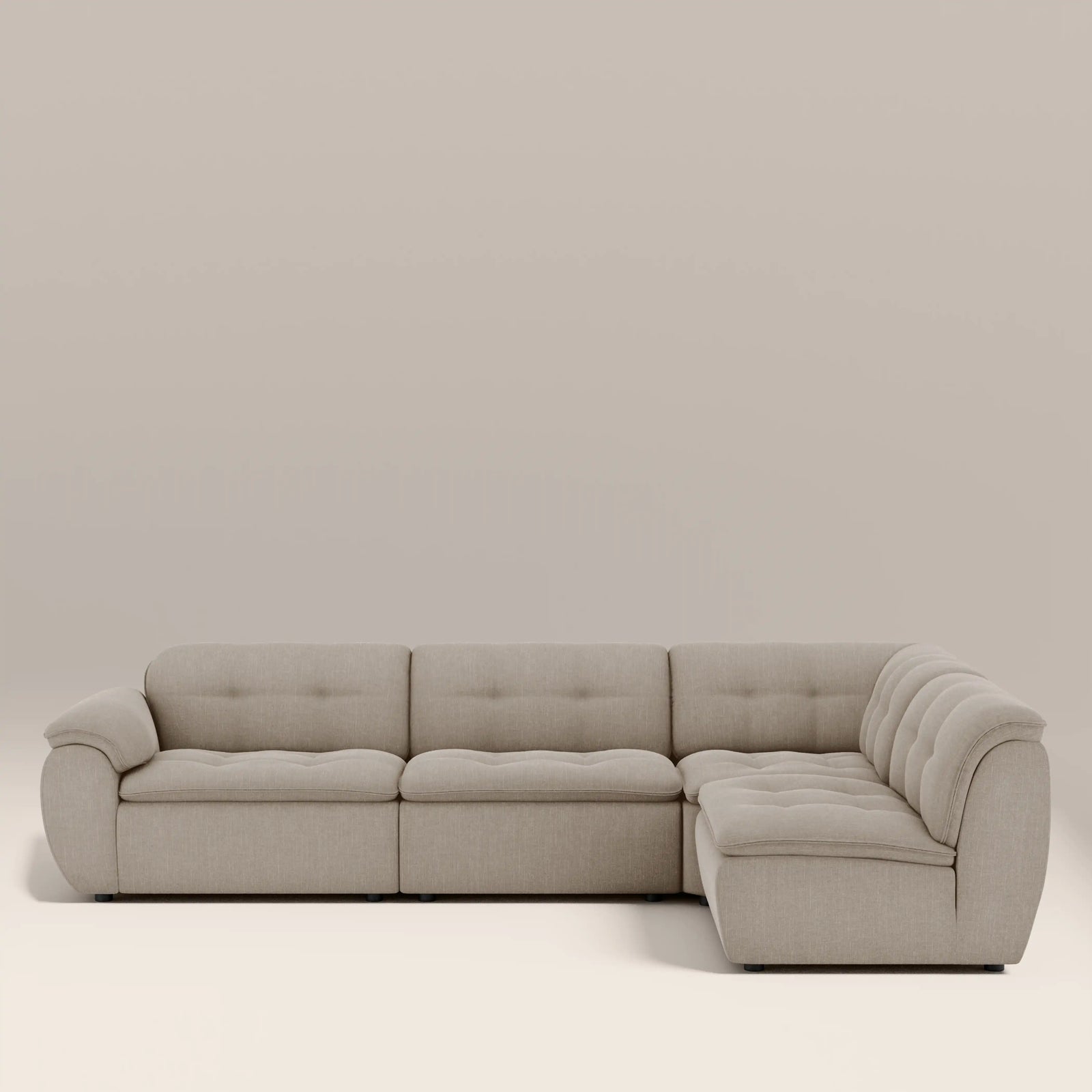 Bamba Right Hand Armless 3 Seater Corner Sofa | Pebble Grey Velvet Chenille
