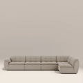 Bamba Right Hand Armless 4 Seater Corner Sofa | Pebble Grey Velvet Chenille