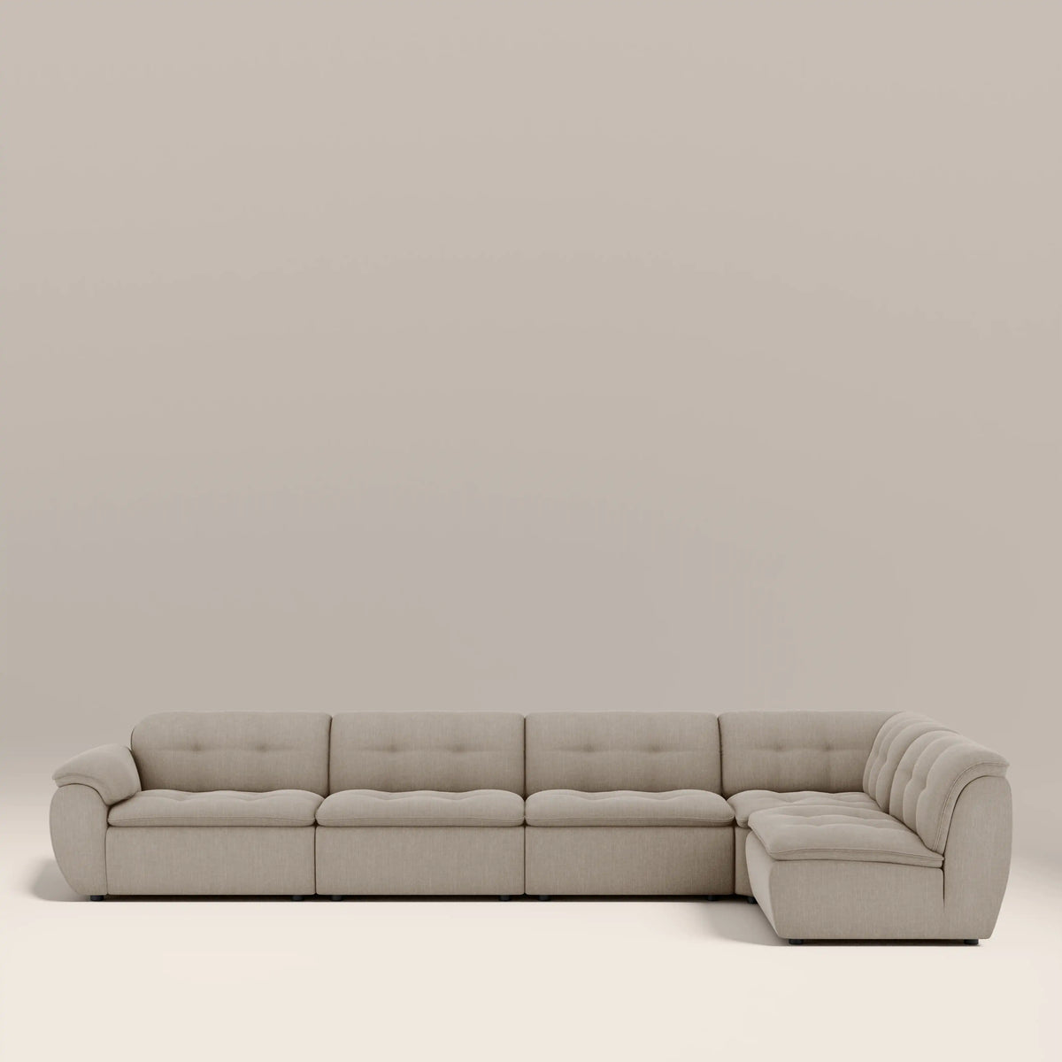 Bamba Right Hand Armless 4 Seater Corner Sofa | Pebble Grey Velvet Chenille