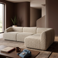 Malmo Right Hand Armless 3 Seater Corner Sofa | Oatmeal Woven Boucle