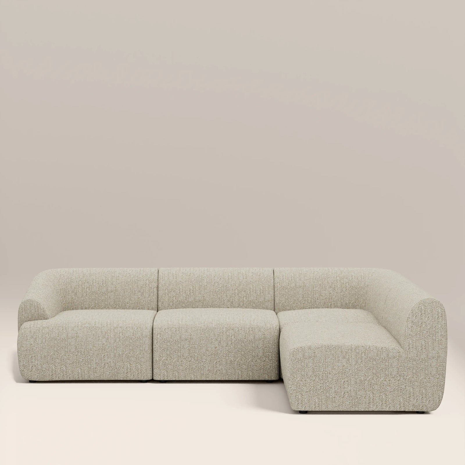 Malmo Right Hand Armless 3 Seater Corner Sofa | Oatmeal Woven Boucle
