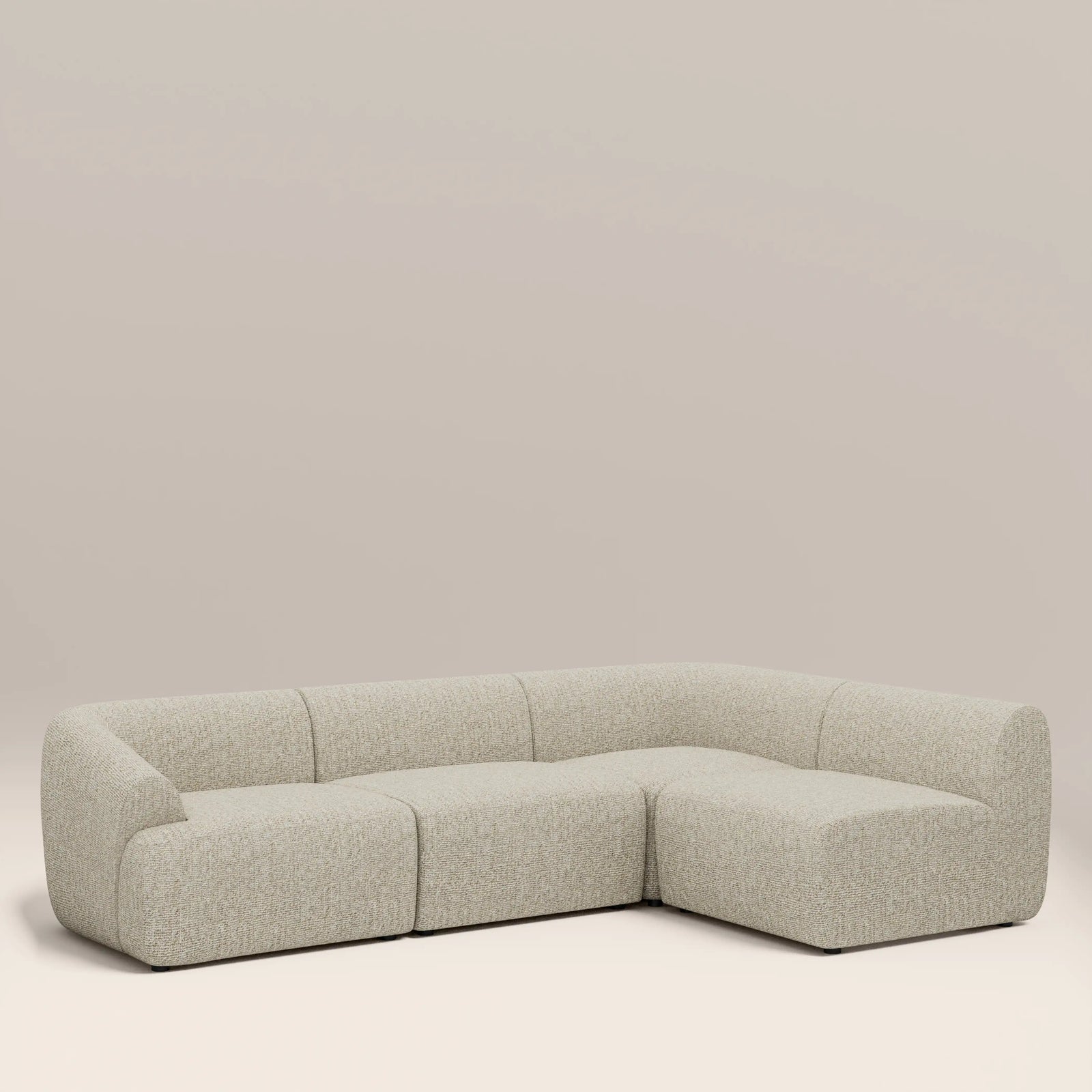 Malmo Right Hand Armless 3 Seater Corner Sofa | Oatmeal Woven Boucle