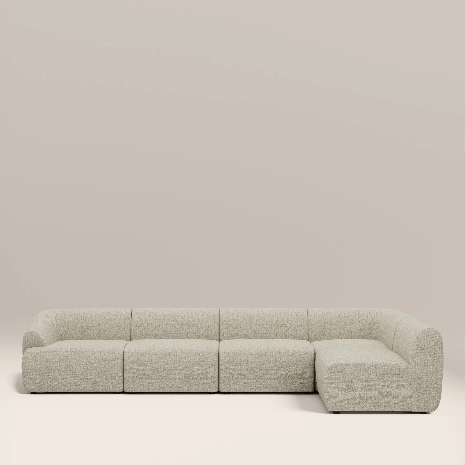 Malmo Right Hand Armless 4 Seater Corner Sofa | Oatmeal Woven Boucle