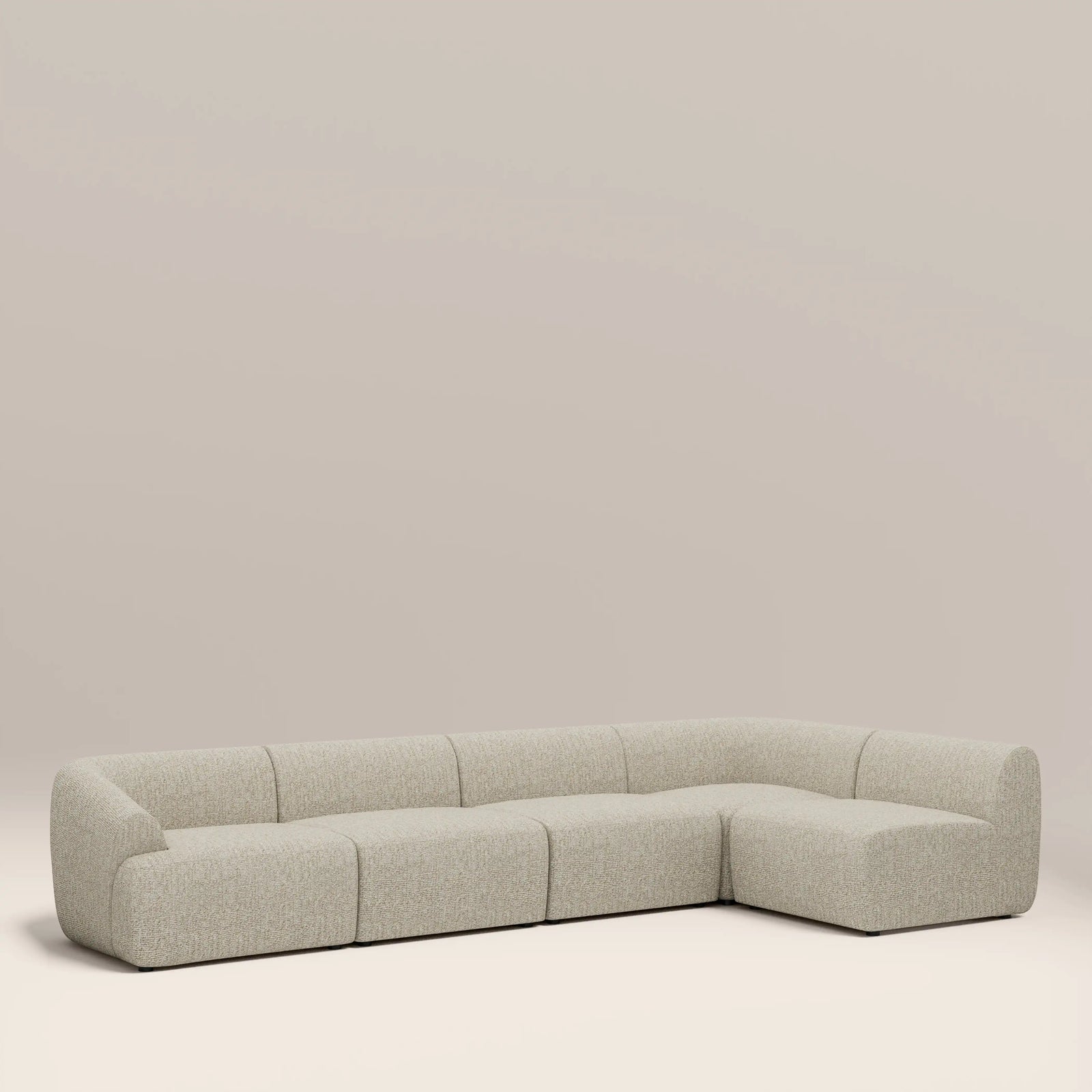 Malmo Right Hand Armless 4 Seater Corner Sofa | Oatmeal Woven Boucle