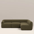 Malmo Right Hand Armless 3 Seater Corner Sofa | Olive Green Velvet Chenille