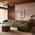 Malmo Right Hand Armless 4 Seater Corner Sofa | Olive Green Velvet Chenille