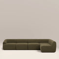 Malmo Right Hand Armless 4 Seater Corner Sofa | Olive Green Velvet Chenille