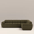 Bamba Right Hand 3 Seater Corner Sofa | Olive Green Velvet Chenille