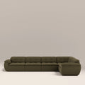 Bamba Right Hand 4 Seater Corner Sofa | Olive Green Velvet Chenille