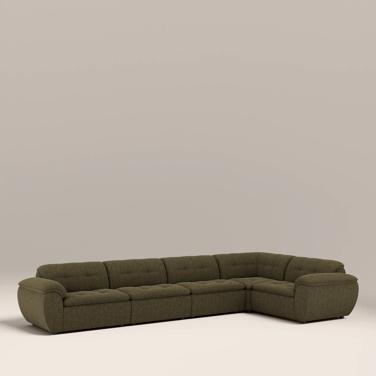 Bamba Right Hand 4 Seater Corner Sofa | Olive Green Velvet Chenille