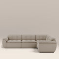 Bamba Right Hand 3 Seater Corner Sofa | Pebble Grey Velvet Chenille