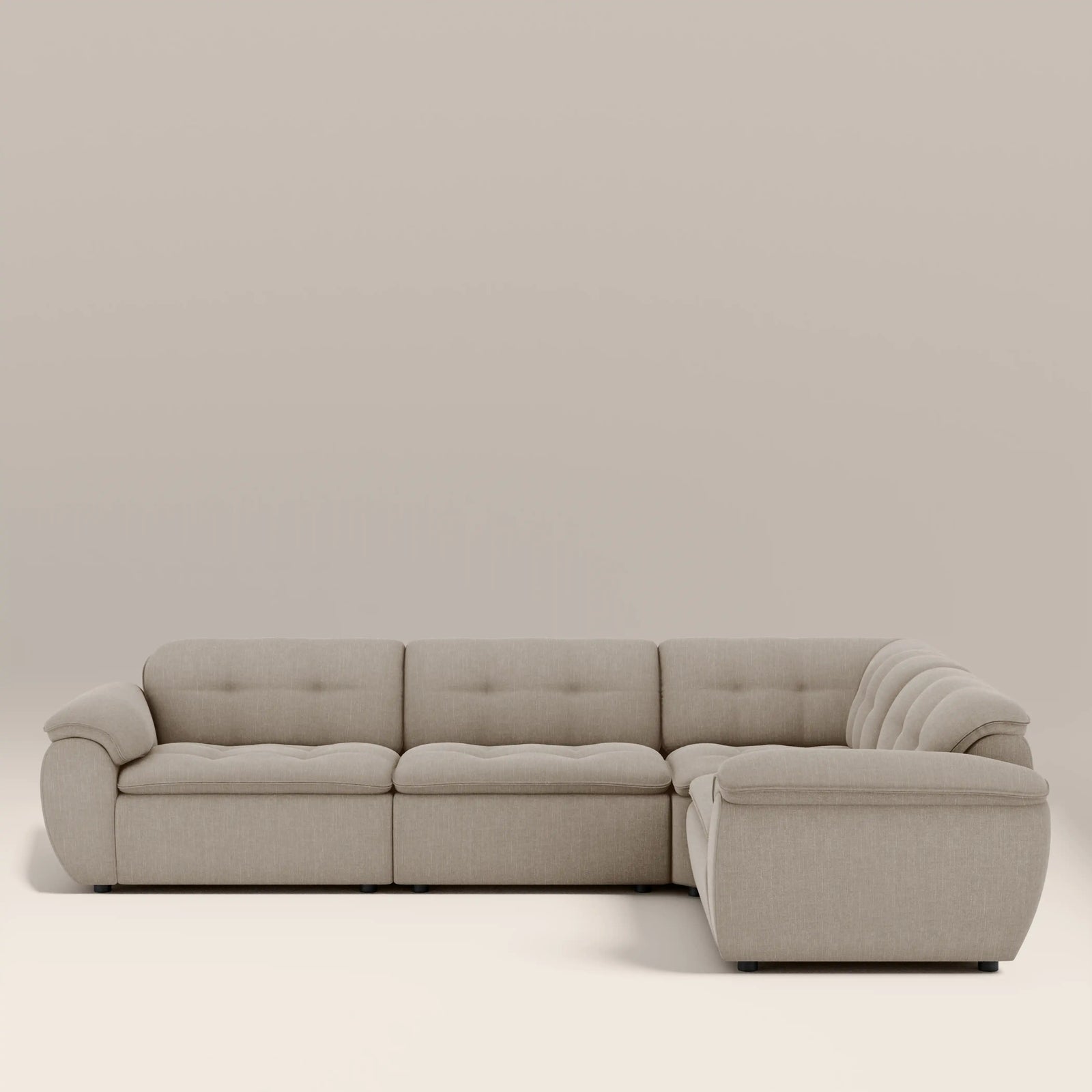 Bamba Right Hand 3 Seater Corner Sofa | Pebble Grey Velvet Chenille