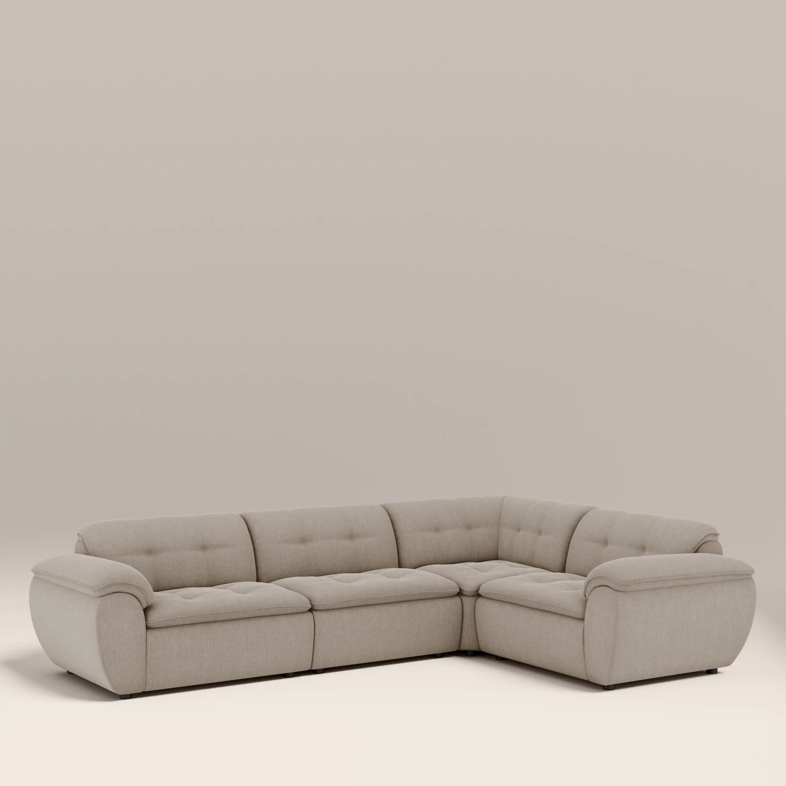 Bamba Right Hand 3 Seater Corner Sofa | Pebble Grey Velvet Chenille