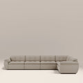 Bamba Right Hand 4 Seater Corner Sofa | Pebble Grey Velvet Chenille
