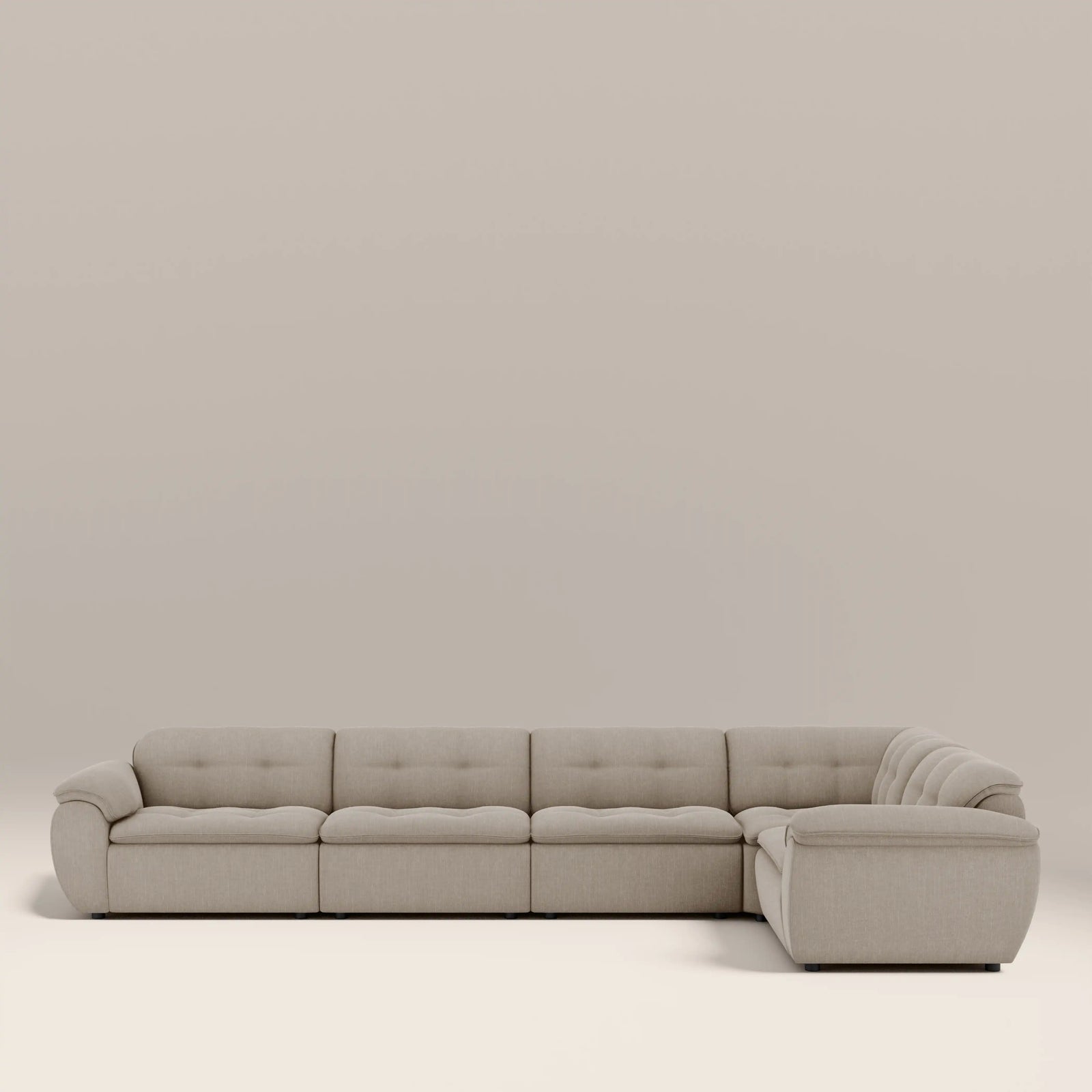 Bamba Right Hand 4 Seater Corner Sofa | Pebble Grey Velvet Chenille