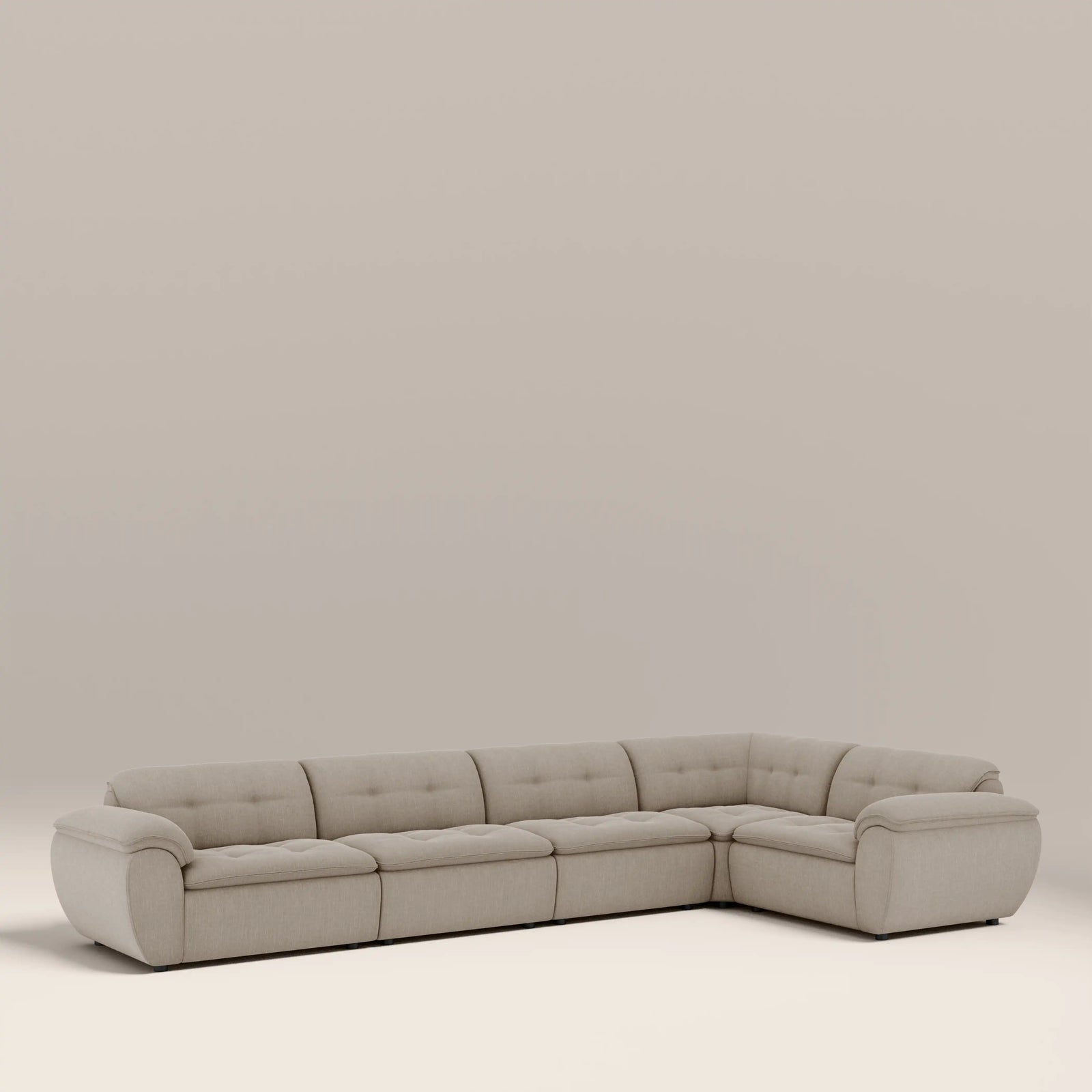 Bamba Right Hand 4 Seater Corner Sofa | Pebble Grey Velvet Chenille