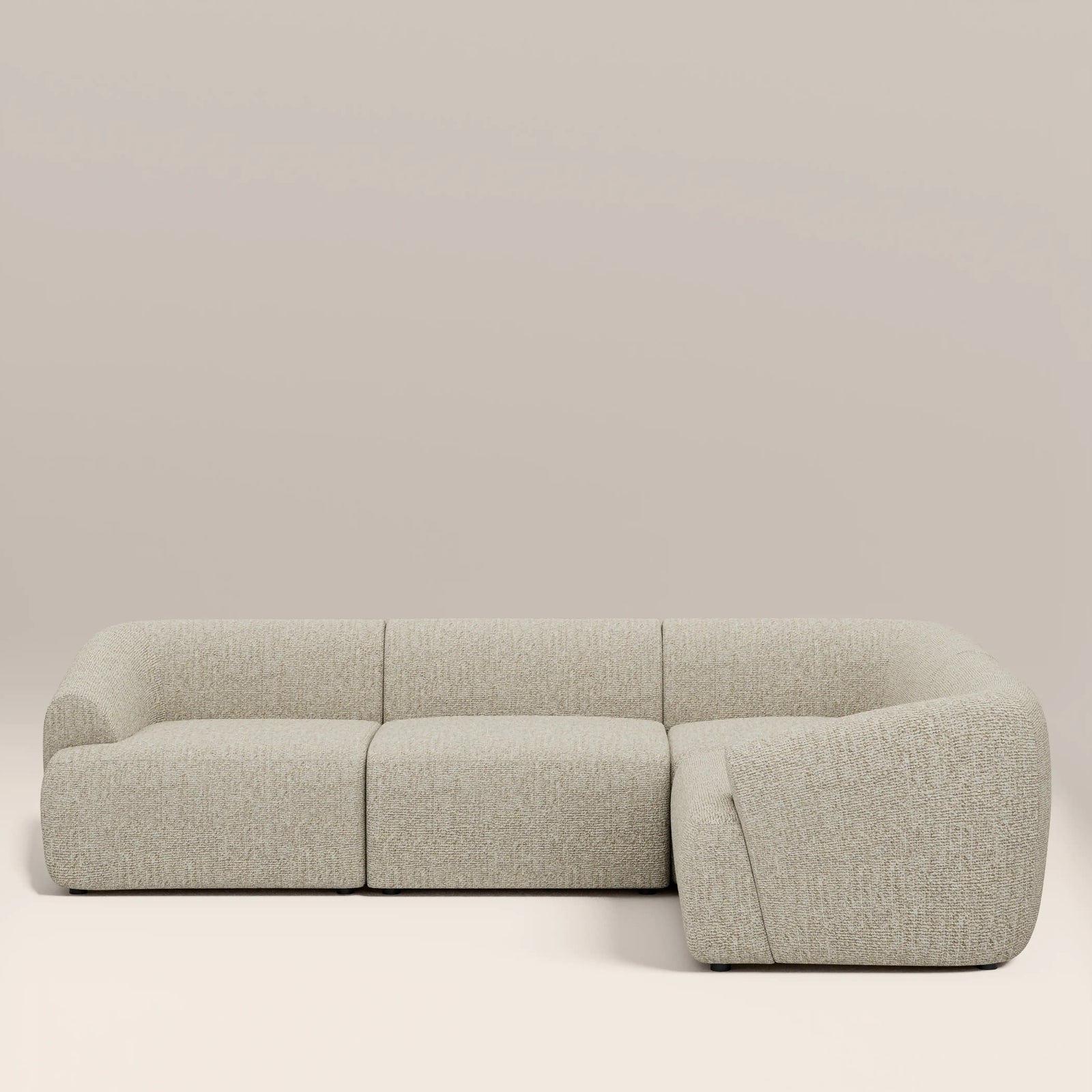 Malmo Right Hand 3 Seater Corner Sofa | Oatmeal Woven Boucle