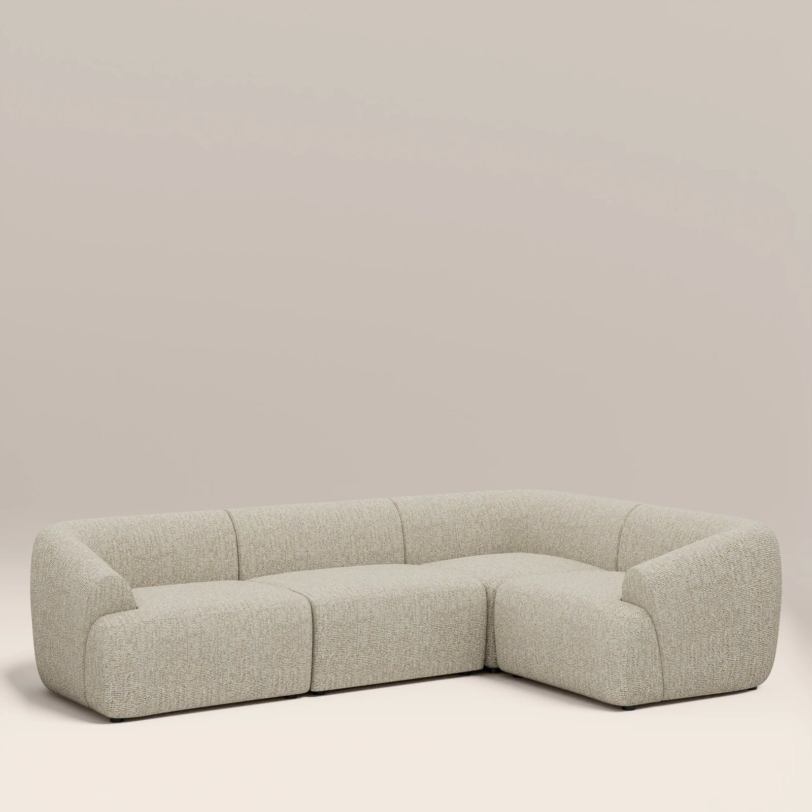 Malmo Right Hand 3 Seater Corner Sofa | Oatmeal Woven Boucle