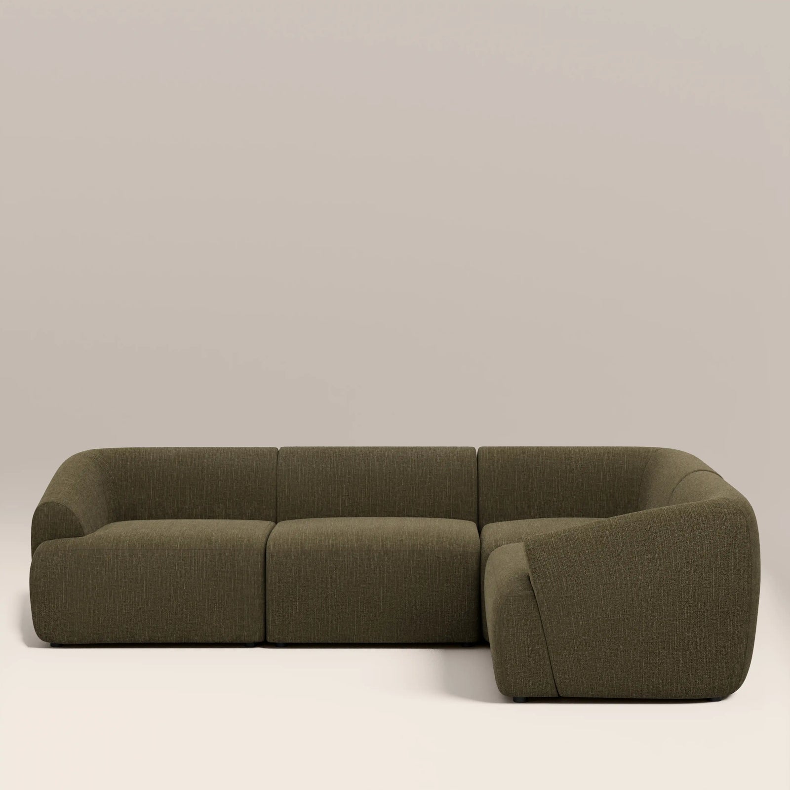 Malmo Right Hand 3 Seater Corner Sofa | Olive Green Velvet Chenille